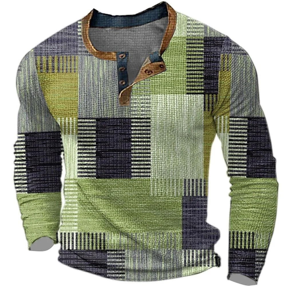 Men's Cotton T Shirt Graphic Colored Print Shirt Oversized Apparel Outdoor Casual Long Sleeve Men Button Up Clothing